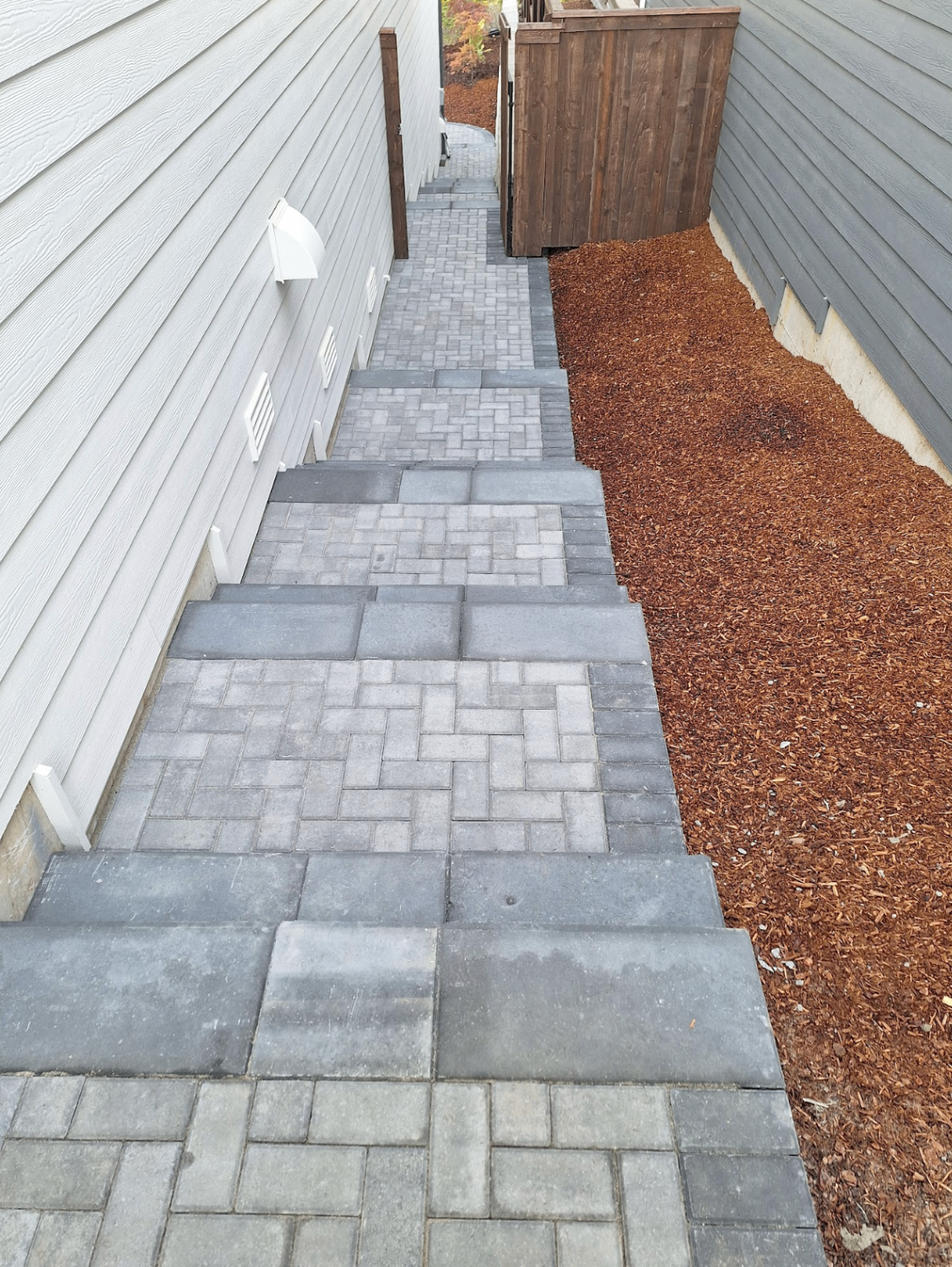 Modern gray paver stair and walkway
